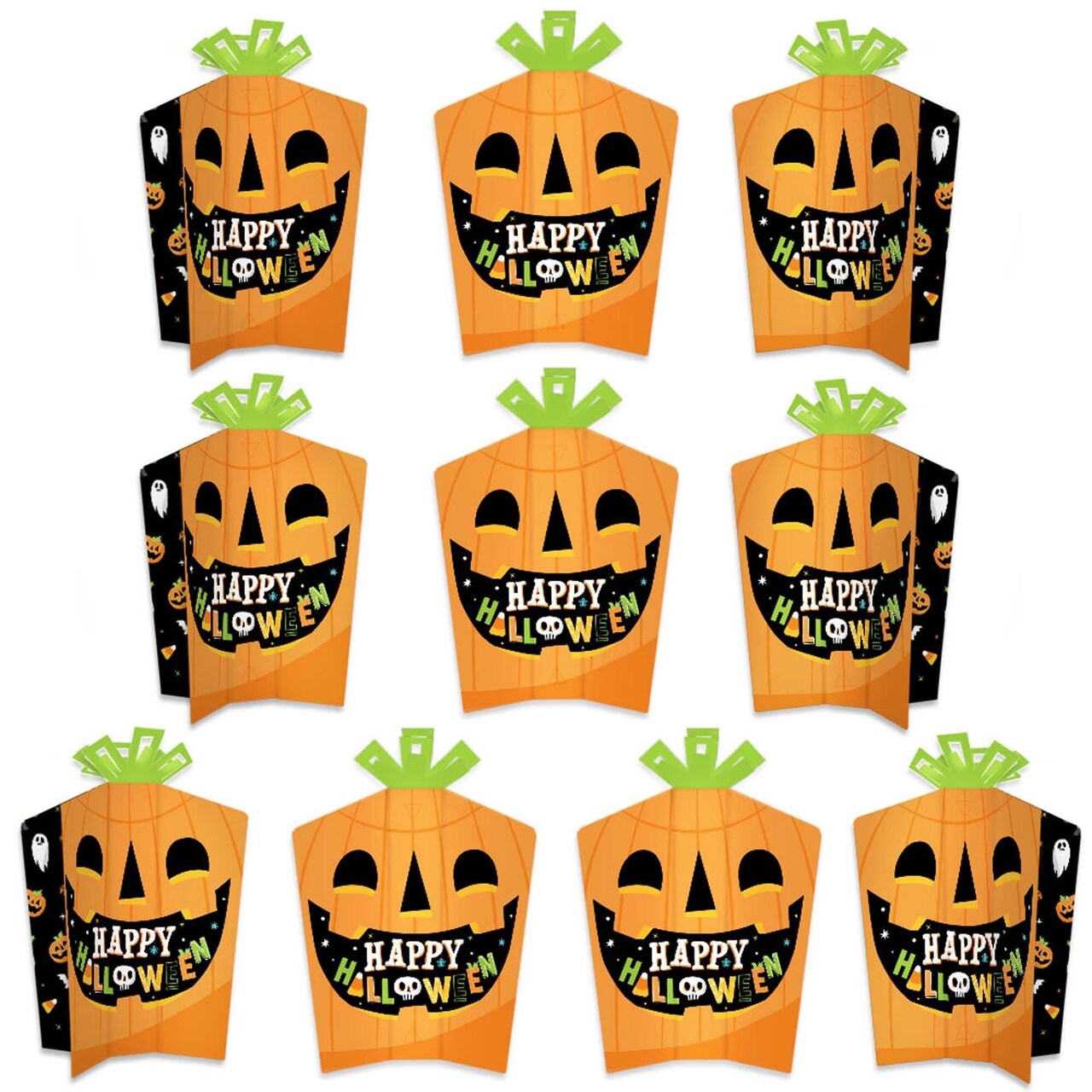 Big Dot of Happiness Jack-O&#x27;-Lantern Halloween - Table Decorations - Kids Halloween Party Fold and Flare Centerpieces - 10 Count